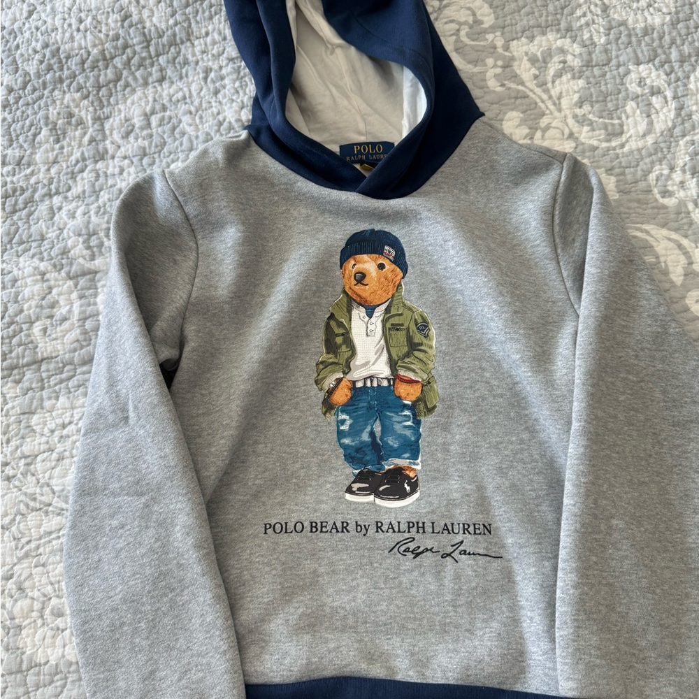 Polo Ralph Lauren Polo Bear Hoodie Boy’s Madison Gray Heather Cotton Iconic
